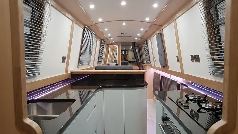Inside Gadget, looking along the galley
