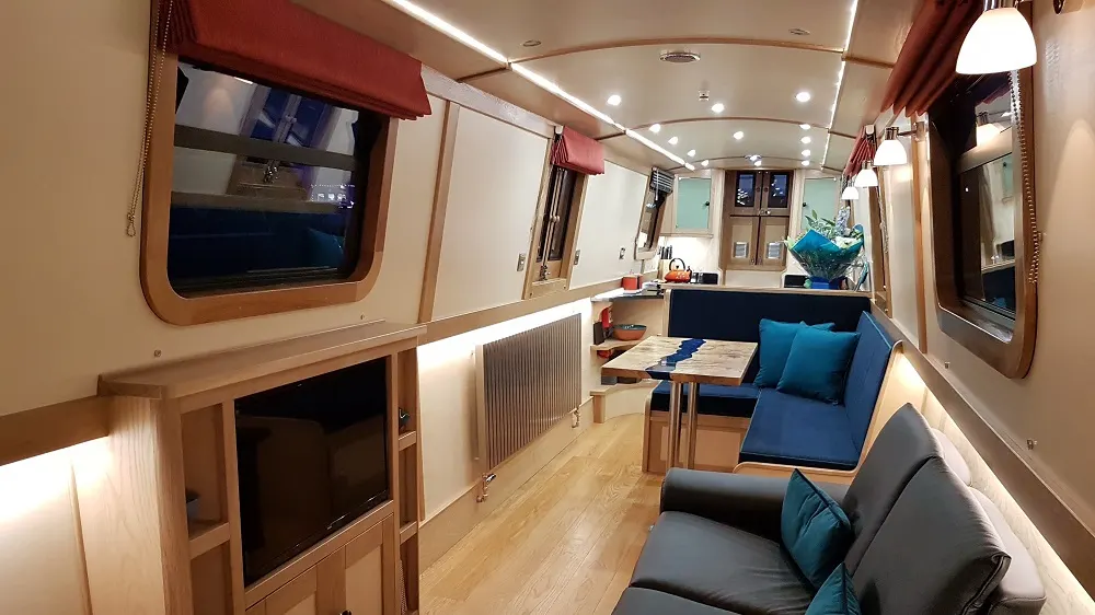 Inside Astraea, looking along the saloon
