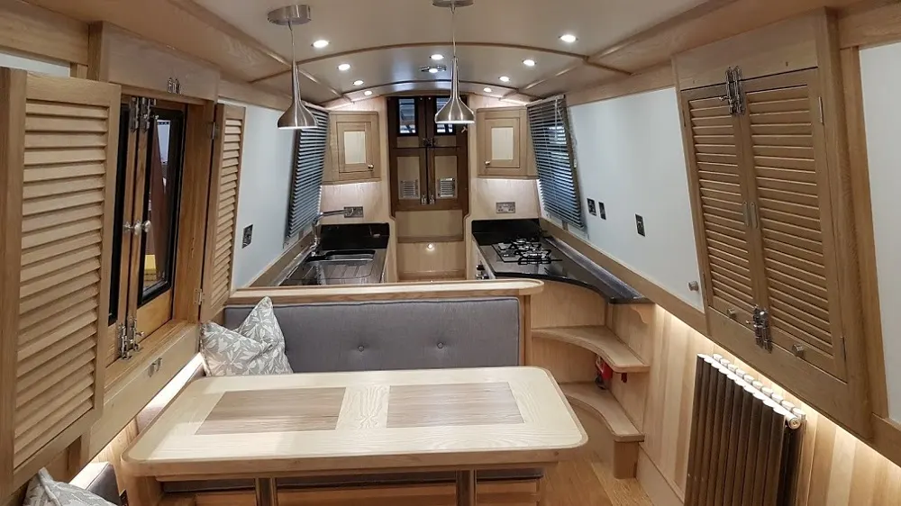 Inside Perfect Timing, looking along the dinette